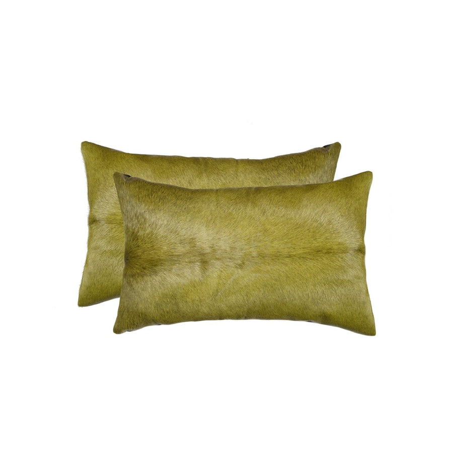 Natural  Torino Cowhide Pillow  2-Piece  Lime Image 1