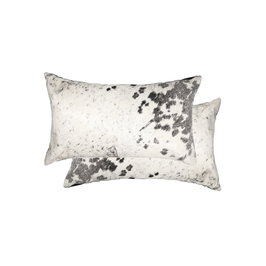 Natural  Torino Kobe Salt and Pepper Cowhide Pillow  2-Piece  Sandp grey and white Image 1