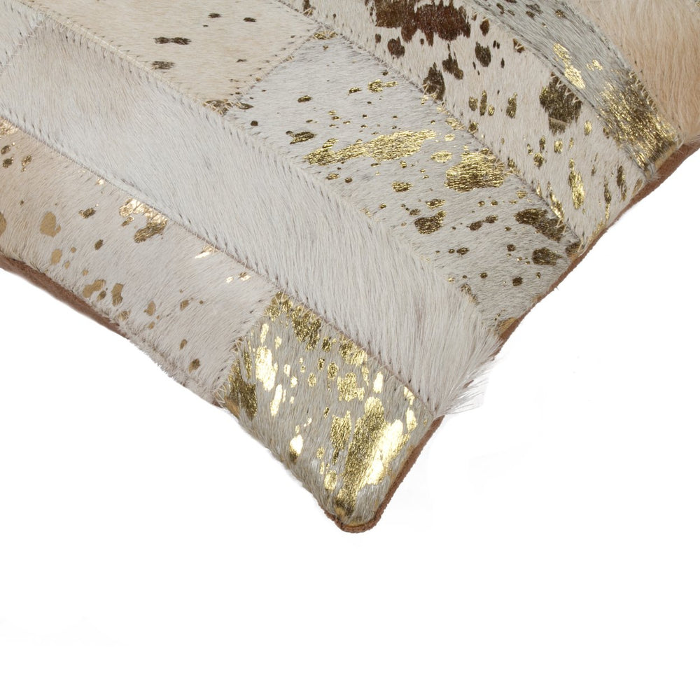 Natural  Torino Madrid Cowhide Pillow  2-Piece  Natural and gold Image 2