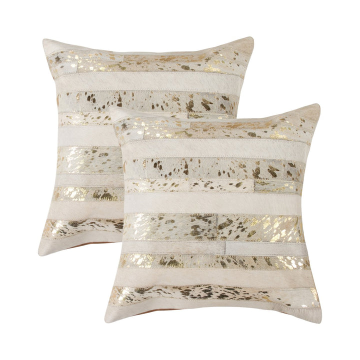 Natural  Torino Madrid Cowhide Pillow  2-Piece  Natural and gold Image 3