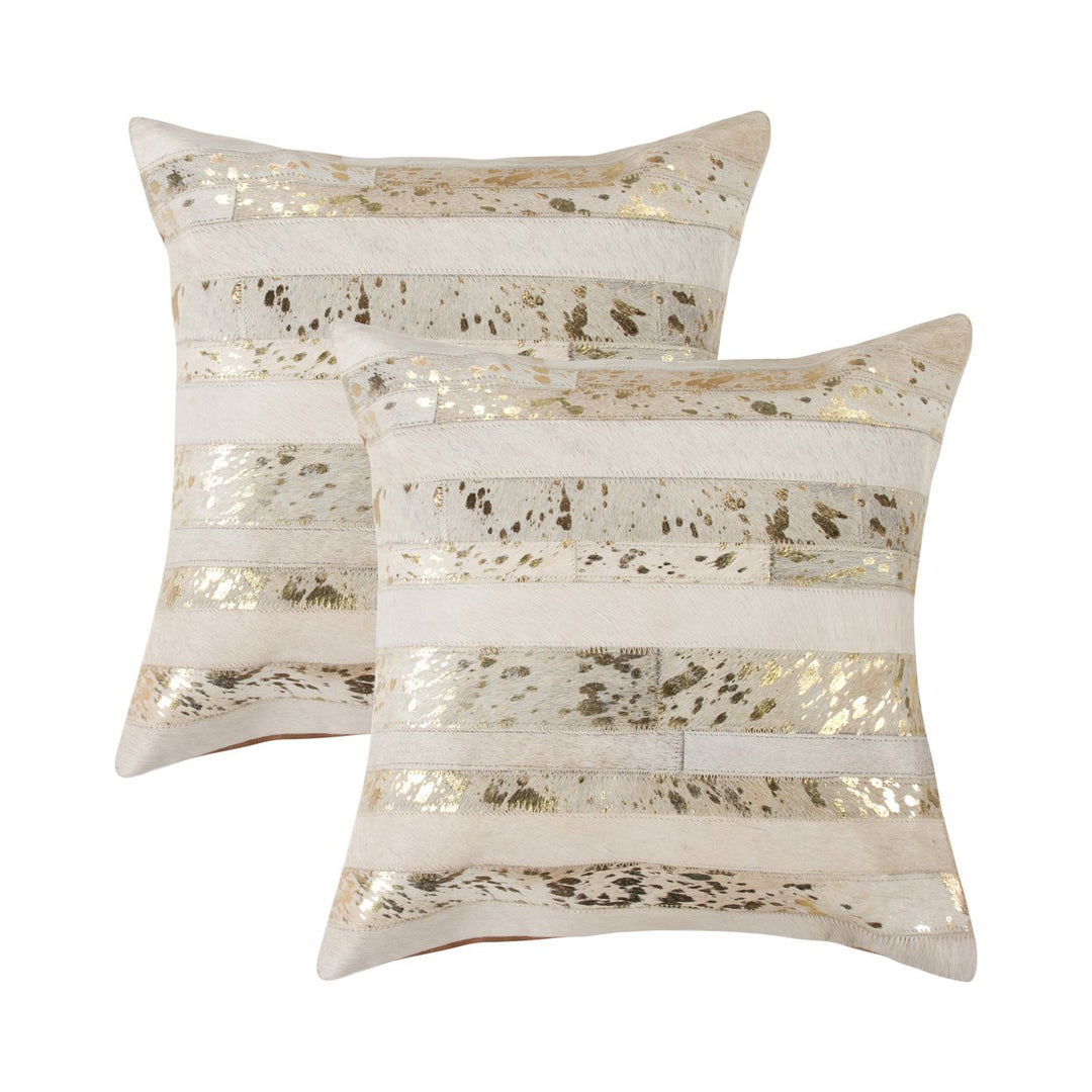 Natural  Torino Madrid Cowhide Pillow  2-Piece  Natural and gold Image 1