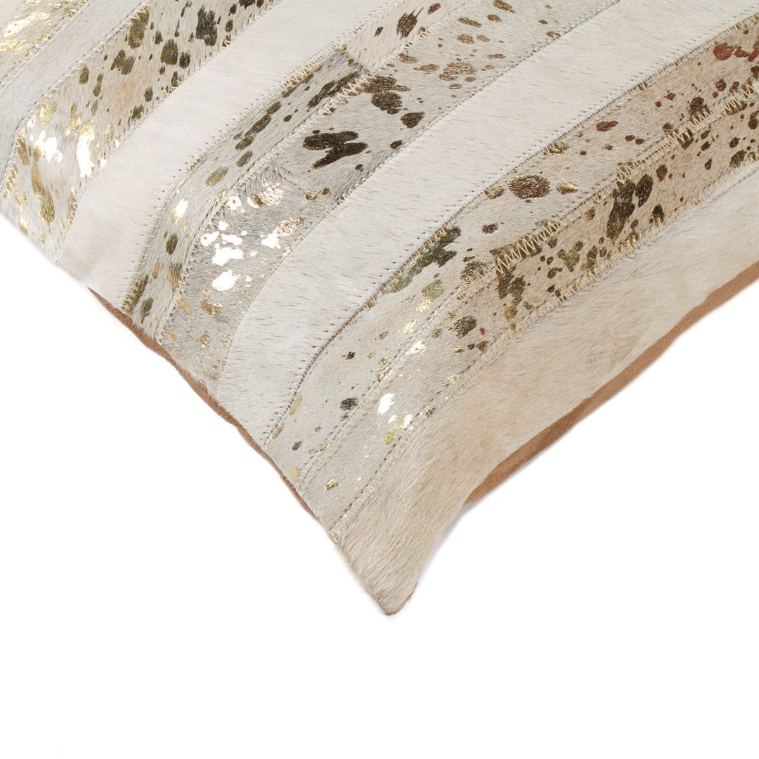Natural  Torino Madrid Cowhide Pillow  2-Piece  Natural and gold Image 4