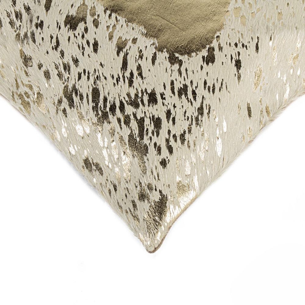 Natural  Torino Scotland Cowhide Pillow  1-Piece  Natural and gold Image 2