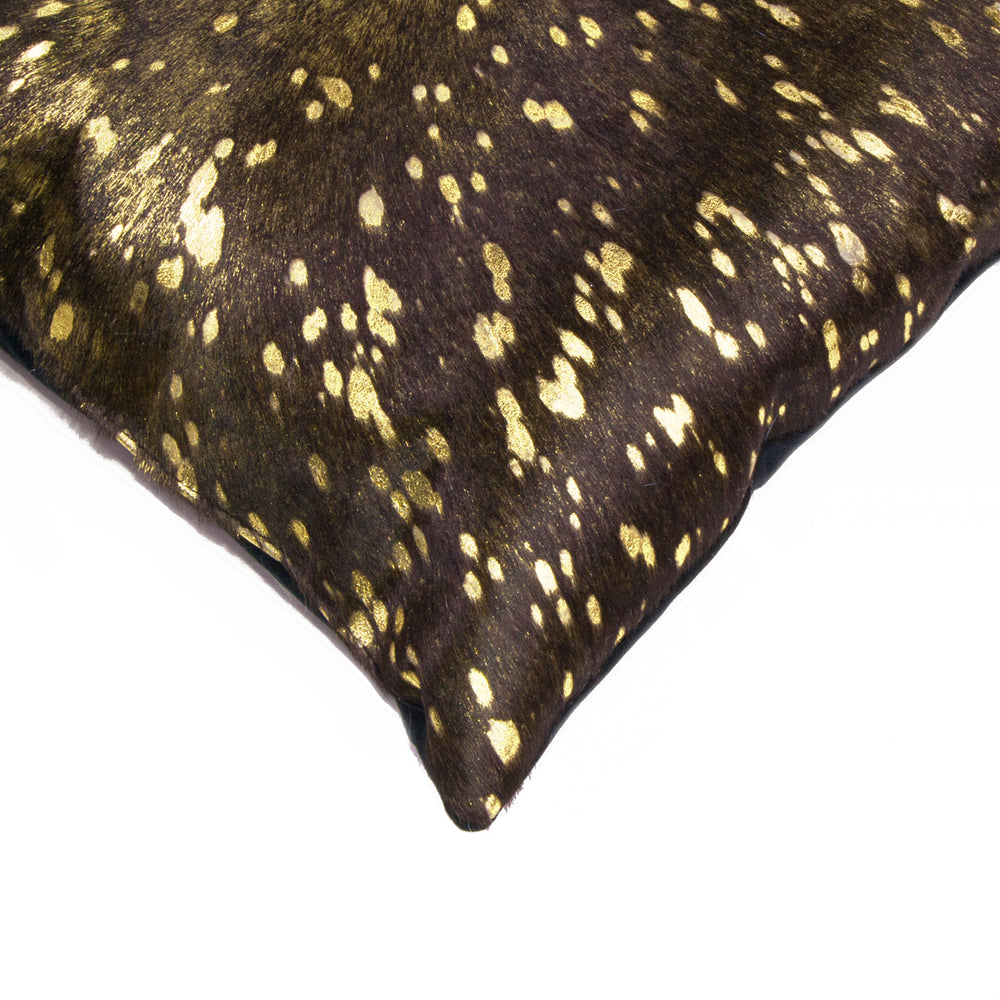 Natural  Torino Scotland Cowhide Pillow  2-Piece  Chocolate and gold Image 2