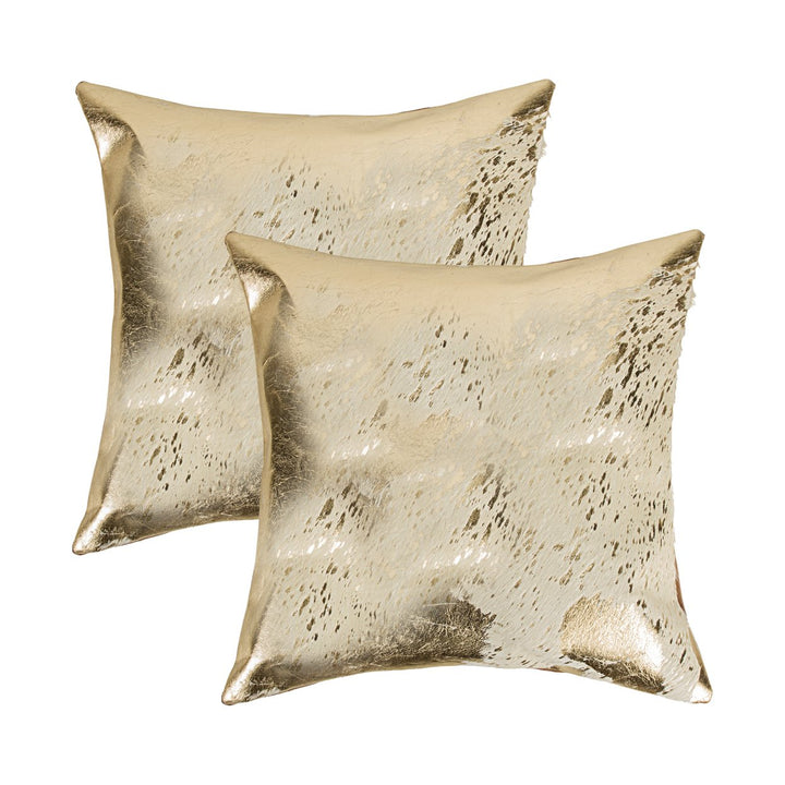 Natural  Torino Scotland Cowhide Pillow  2-Piece  Natural and gold Image 1