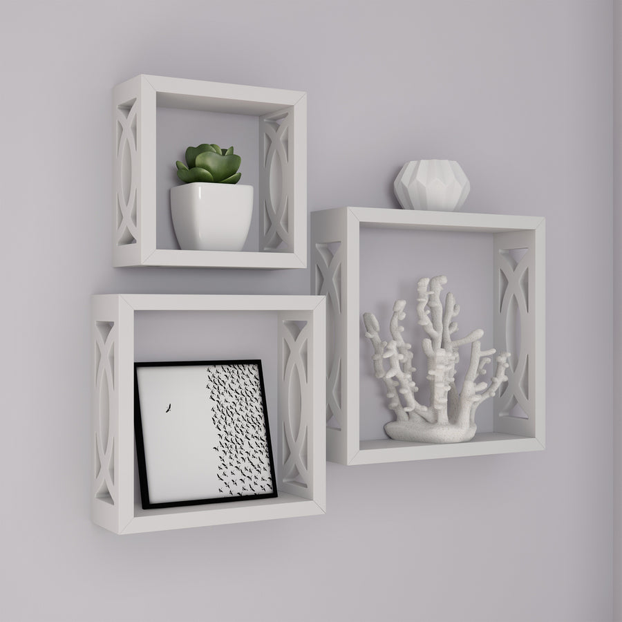 Set of 3 Floating Wall Cube Shelves  DIY Elegant Decorating Image 1