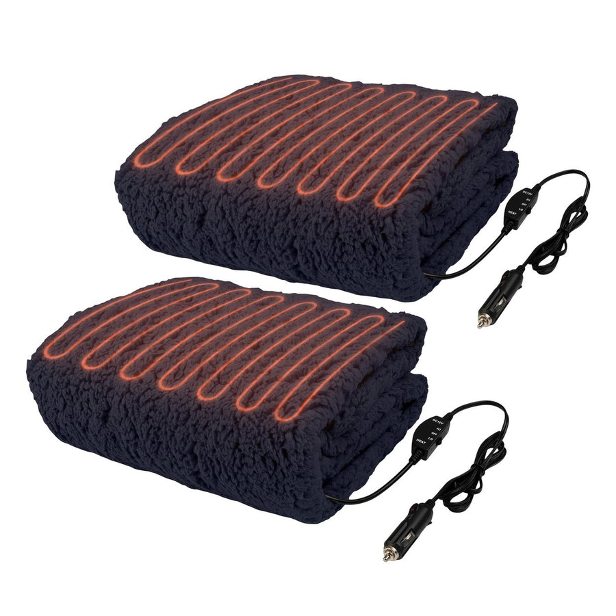 2Pack Heated Blanket Portable 12V Electric Travel Blanket Set for Car Truck RV Image 1