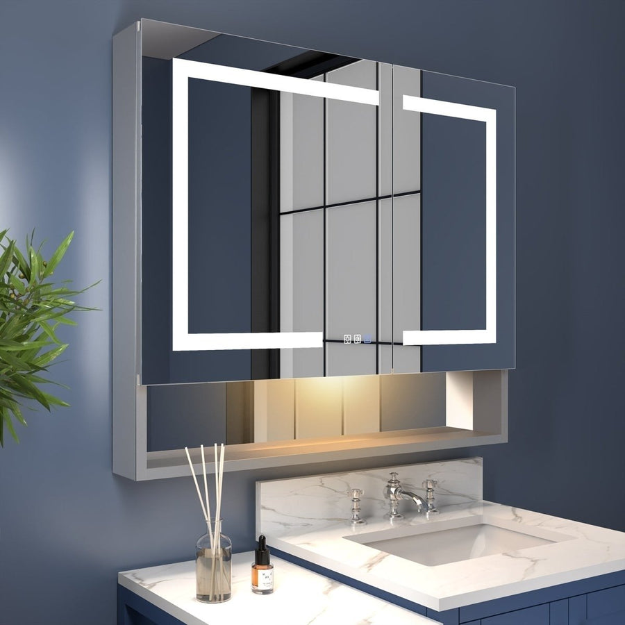 Ample 36" W x 32" H Surface or Recessed Mount Led Light Medicine Cabinet with Mirror Image 1
