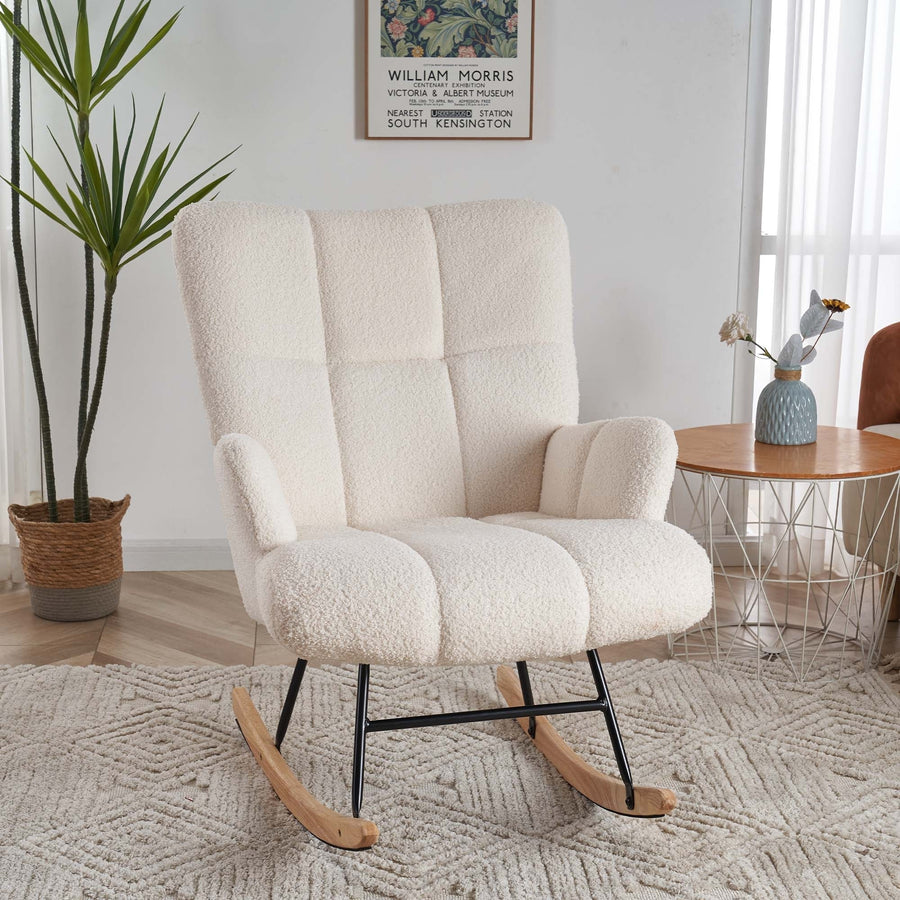 Rocking Accent Chair, Uplostered Glider Rocker Armchair for Baby Nursery, Comfy Side Chair for Living Room, Bedroom Image 1