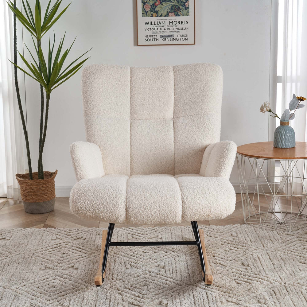 Rocking Accent Chair, Uplostered Glider Rocker Armchair for Baby Nursery, Comfy Side Chair for Living Room, Bedroom Image 2
