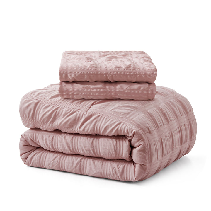 All Season Crinkle Textured Down Alternative Comforter Set-Seersucker Bedding Set Image 4