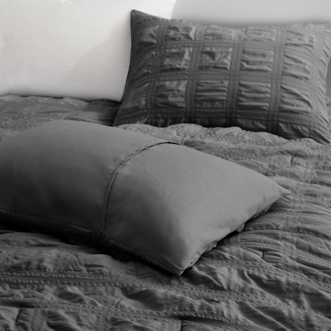 All Season Crinkle Textured Down Alternative Comforter Set-Seersucker Bedding Set Image 8