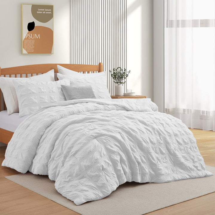 All Season Crinkle Textured Down Alternative Comforter Set-Seersucker Bedding Set Image 9