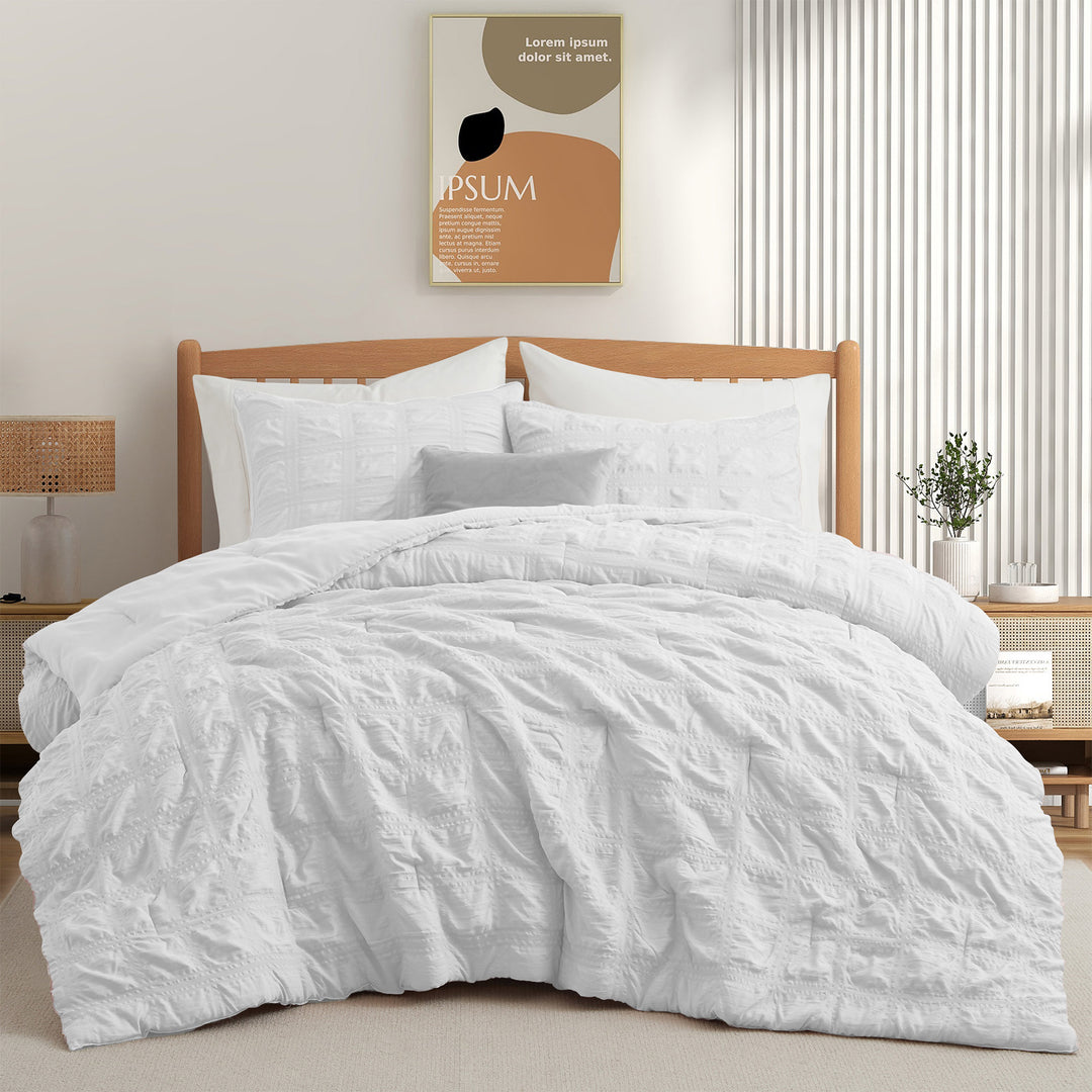 All Season Crinkle Textured Down Alternative Comforter Set-Seersucker Bedding Set Image 10
