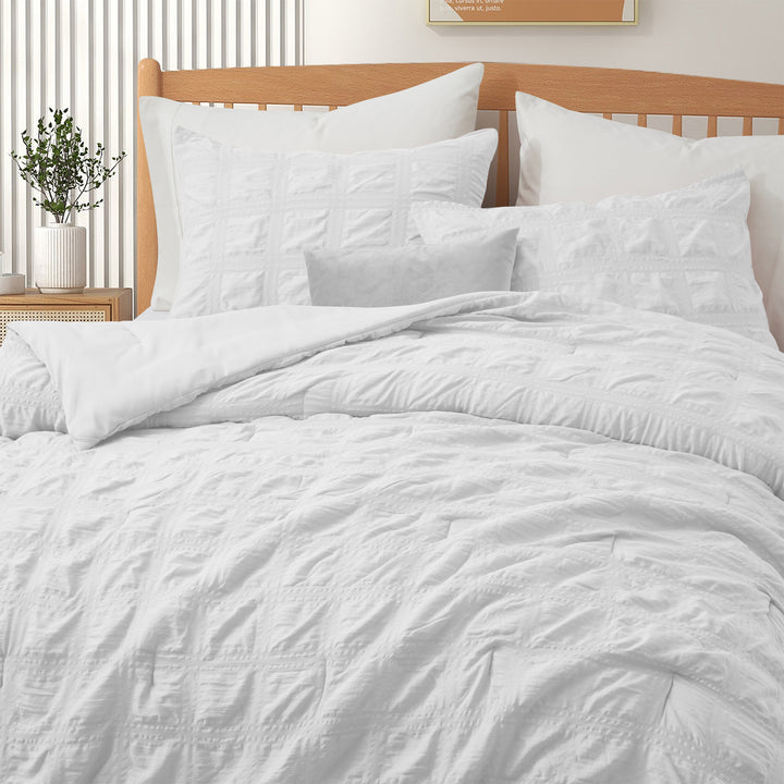 All Season Crinkle Textured Down Alternative Comforter Set-Seersucker Bedding Set Image 11