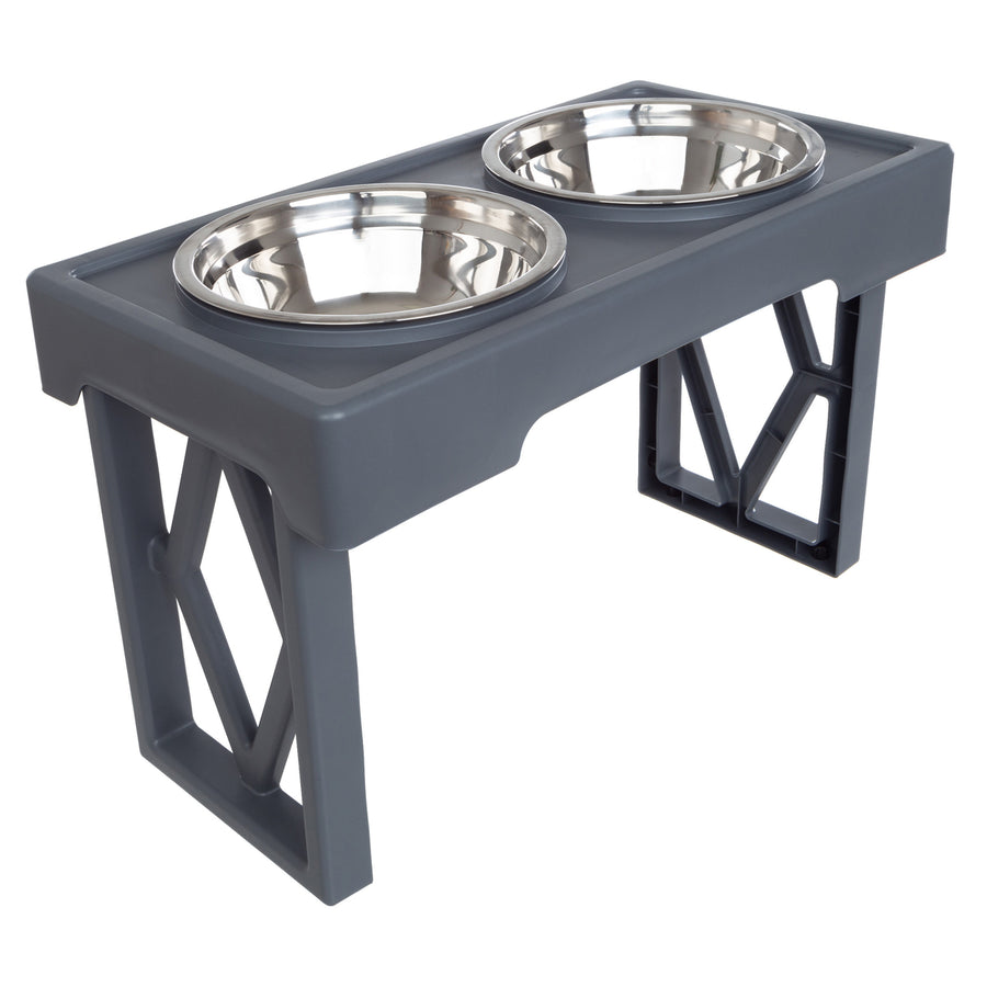 Elevated Dog Bowls Stand Adjusts to Small Medium Large Pets Hold 34oz Gray Image 1