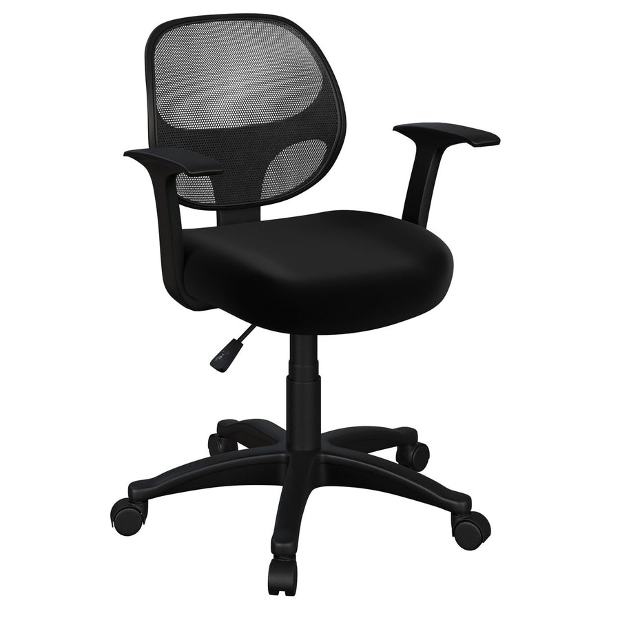 Office Chair Adjustable Height Computer Chair with Wheels Curved Back Foam Seat Image 1