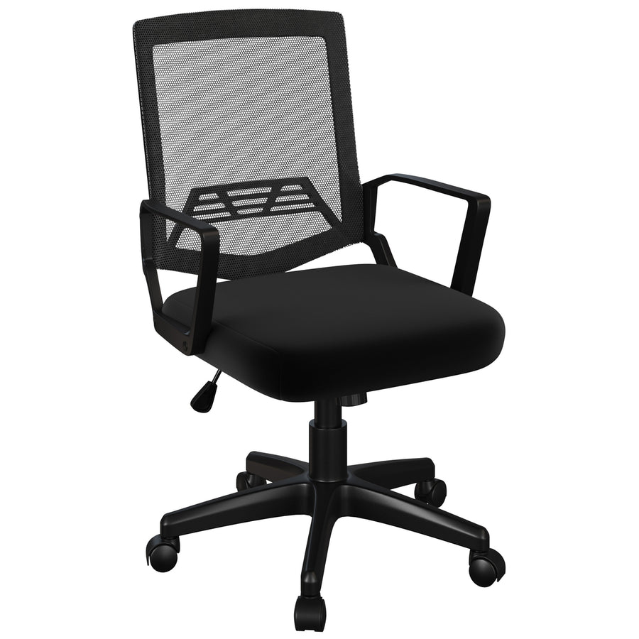 Office Chair Adjustable Height Computer Chair with Wheels, Square Tilting Mesh Back Image 1