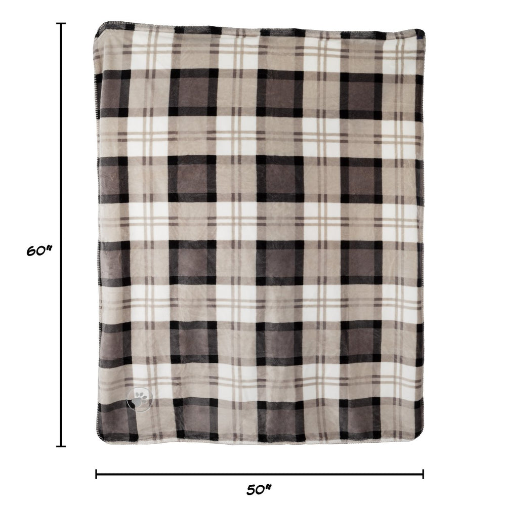 Waterproof Pet Blanket Plaid Throw Protects Couch, Car, Bed 50 x 60 Tan Image 2