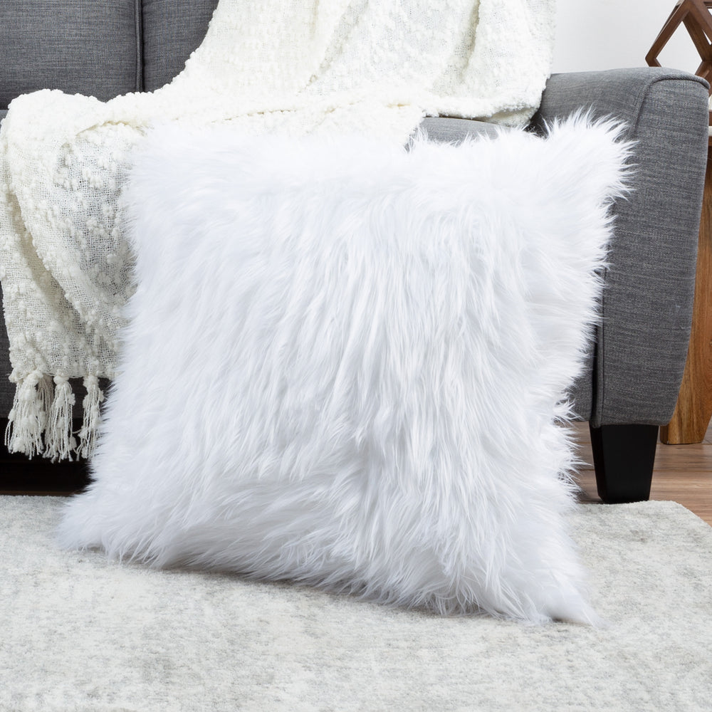 22 Inch Himalayan Faux faux Square Thick Throw Accent Pillow Removable Cover XL Image 2