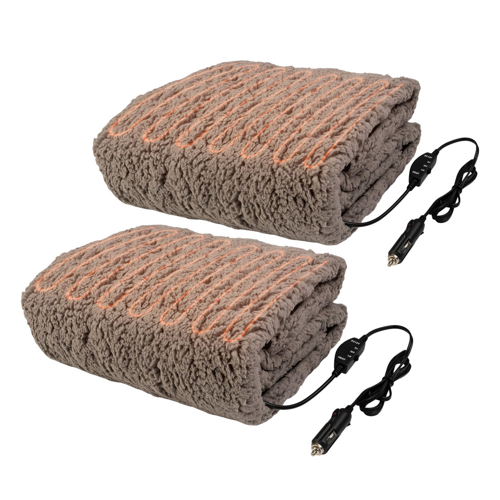 2Pack Heated Blanket Portable 12V Electric Travel Blanket Set for Car Truck RV Image 2