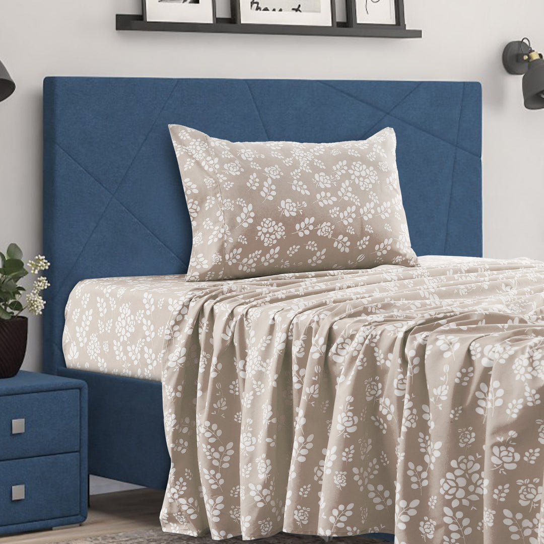 4 Piece Floral Design Bed Sheet Set Ultra-Soft, Wrinkle, Fade Resistant Image 1