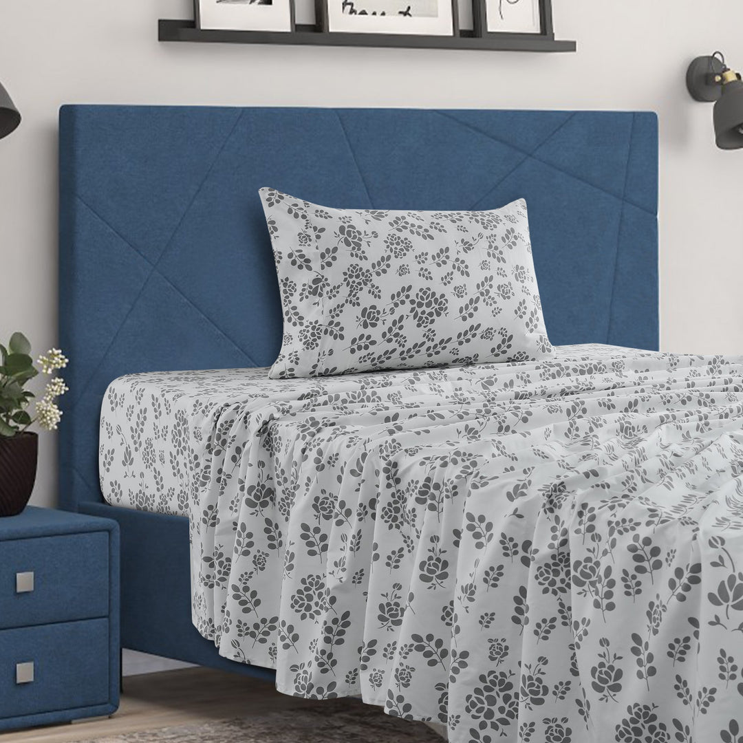 4 Piece Floral Design Bed Sheet Set Ultra-Soft, Wrinkle, Fade Resistant Image 1