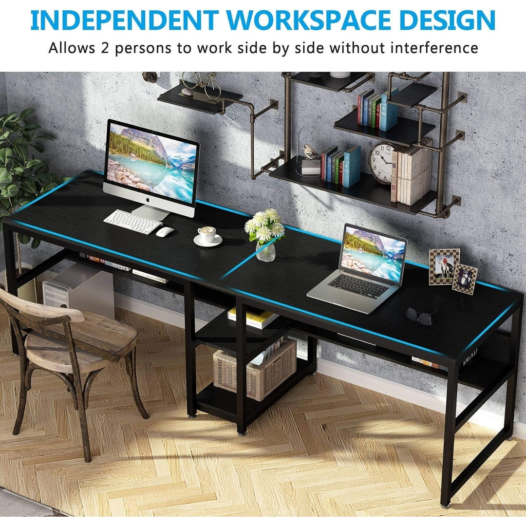 Tribesigns Double Computer Desk with Bookshelf, 78.7" Computer Office Double Desk for Two Person Image 3