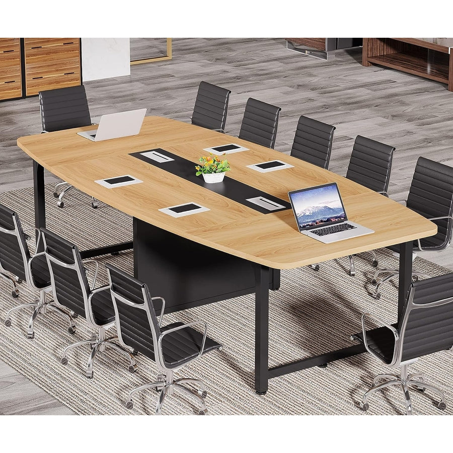 Tribesigns 8FT Conference Table, 94.5L x 47.2W inch Large Meeting Table, Modern Rectangular Seminar Table Image 1
