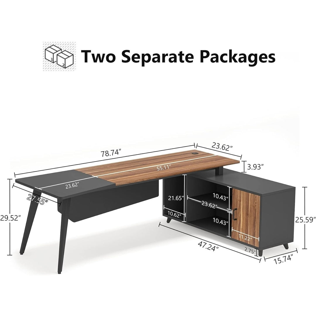 Tribesigns L-Shaped Computer Desk with File Cabinet, 78.74" Large Executive Office Desk with Shelves, Business Furniture Image 4