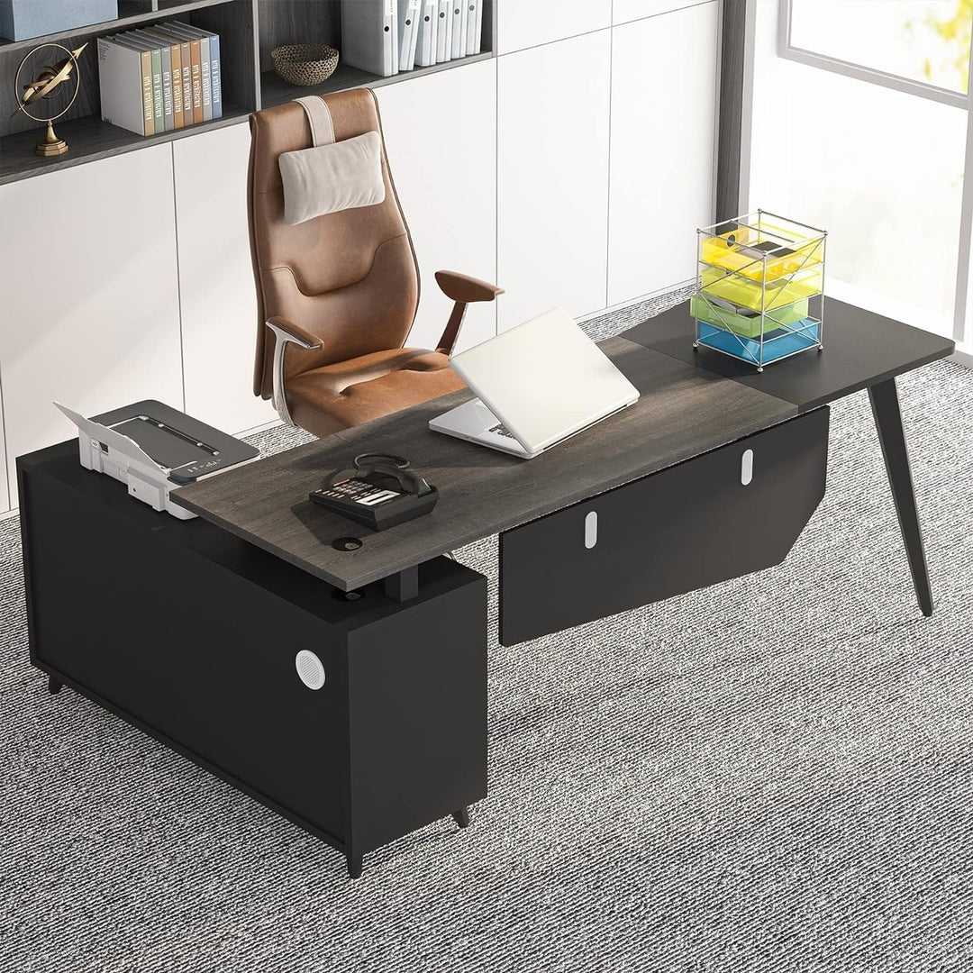 Tribesigns L-Shaped Computer Desk with File Cabinet, 78.74" Large Executive Office Desk with Shelves, Business Furniture Image 6