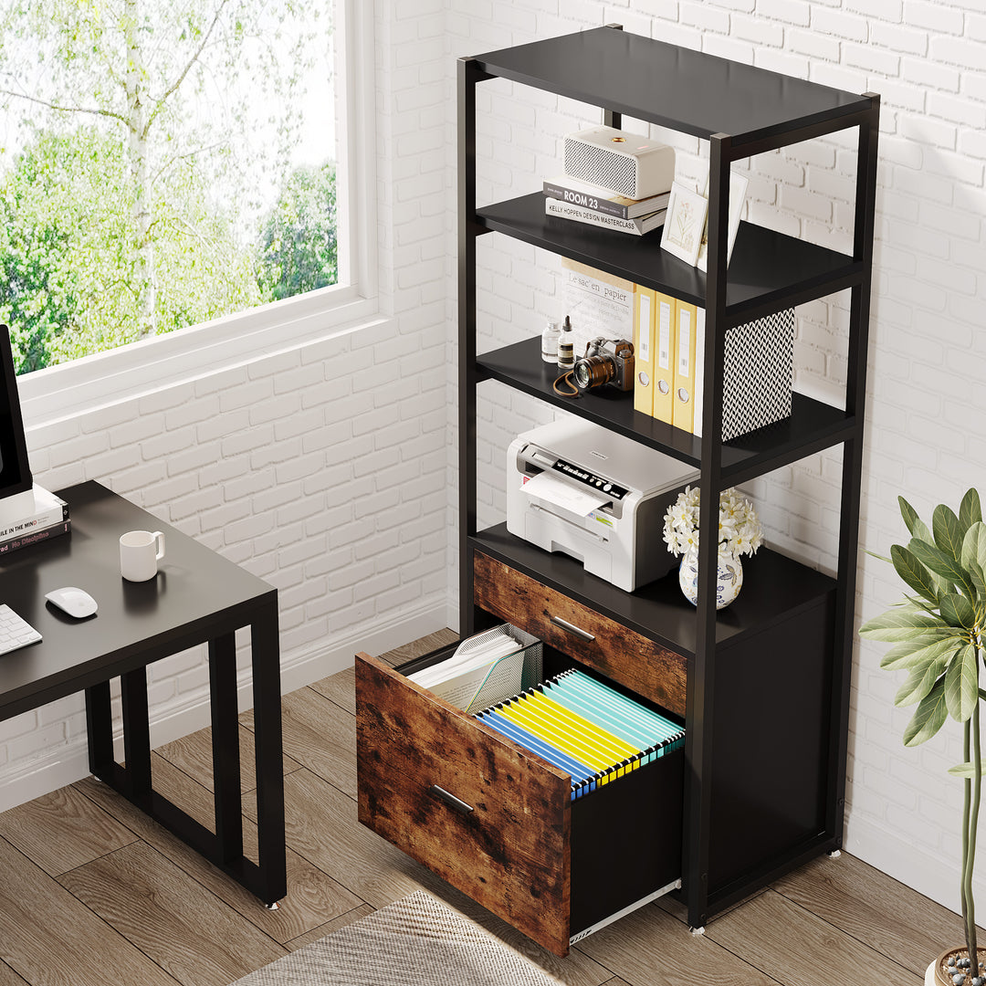 Tribesigns Lateral Filing Cabinet, 4-Tier Modern Office File Cabinet with 2 Drawers and Side-to-Side Hang Rails Image 6