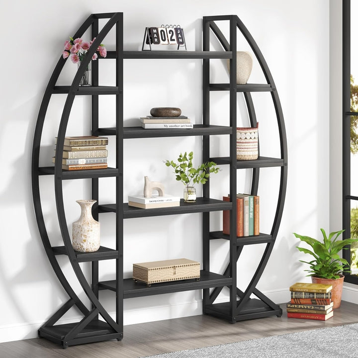 Tribesigns 5 Tier Plant Stand Indoor, Half-Moon Shaped Large Plant Shelf, Industrial Curved Oval Flower Pot Rack Image 3