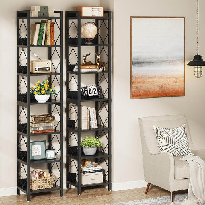 Tribesigns 78.7" Extra Tall Narrow Bookshelf, 7 Tier Skinny Bookcase for Small Spaces, Freestanding Display Shelves Image 4