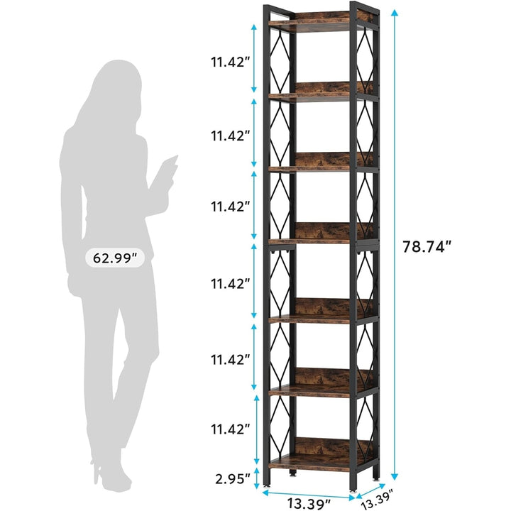 Tribesigns 78.7" Extra Tall Narrow Bookshelf, 7 Tier Skinny Bookcase for Small Spaces, Freestanding Display Shelves Image 7
