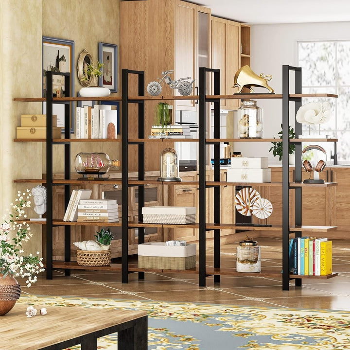 Tribesigns 5-Tier Bookshelf, Open Etagere Bookcase with Sturdy Metal Frame Rustic Brown Image 4