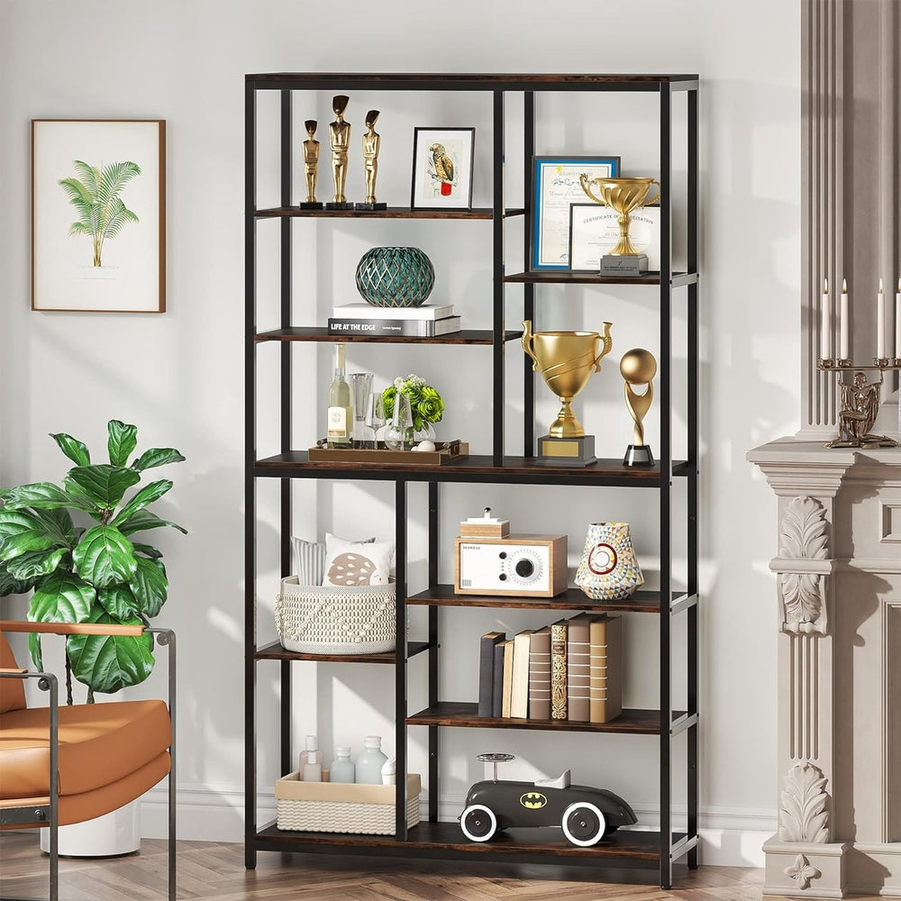 Tribesigns 78.74" Tall Bookcase with Open Shelves, 9-Tier Industrial Bookshelf, 10 Cubes Etagere Storage Shelves Display Image 2