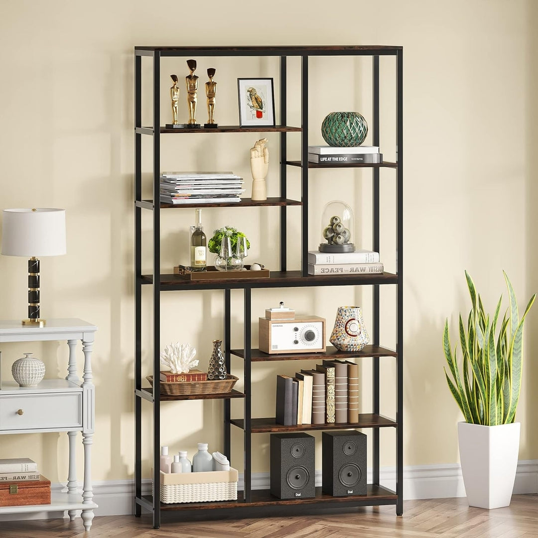 Tribesigns 78.74" Tall Bookcase with Open Shelves, 9-Tier Industrial Bookshelf, 10 Cubes Etagere Storage Shelves Display Image 3