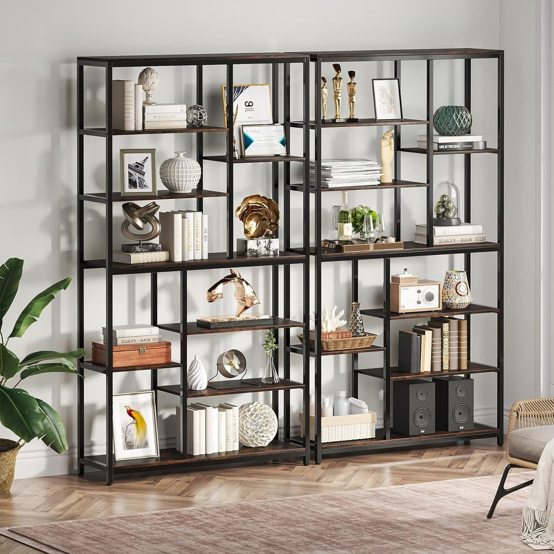 Tribesigns 78.74" Tall Bookcase with Open Shelves, 9-Tier Industrial Bookshelf, 10 Cubes Etagere Storage Shelves Display Image 5