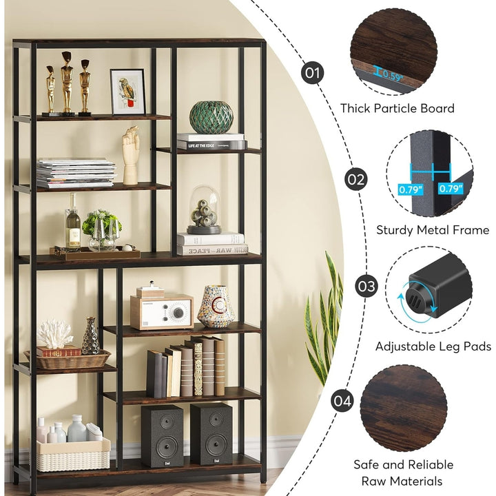 Tribesigns 78.74" Tall Bookcase with Open Shelves, 9-Tier Industrial Bookshelf, 10 Cubes Etagere Storage Shelves Display Image 6