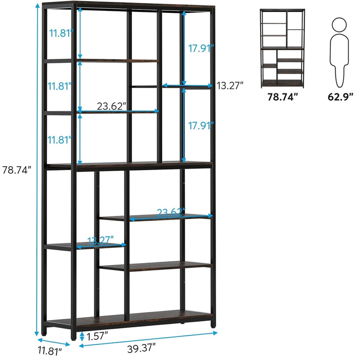 Tribesigns 78.74" Tall Bookcase with Open Shelves, 9-Tier Industrial Bookshelf, 10 Cubes Etagere Storage Shelves Display Image 7