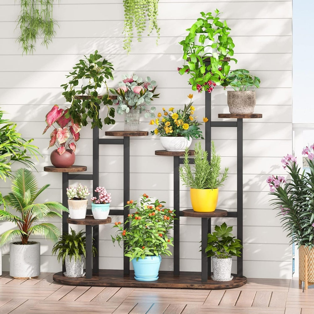 Tribesigns Plant Stand Indoor, Multi-Tiered 11 Potted Plant Shelf Flower Stands, Tall Plant Rack Display Holder Planter Image 2