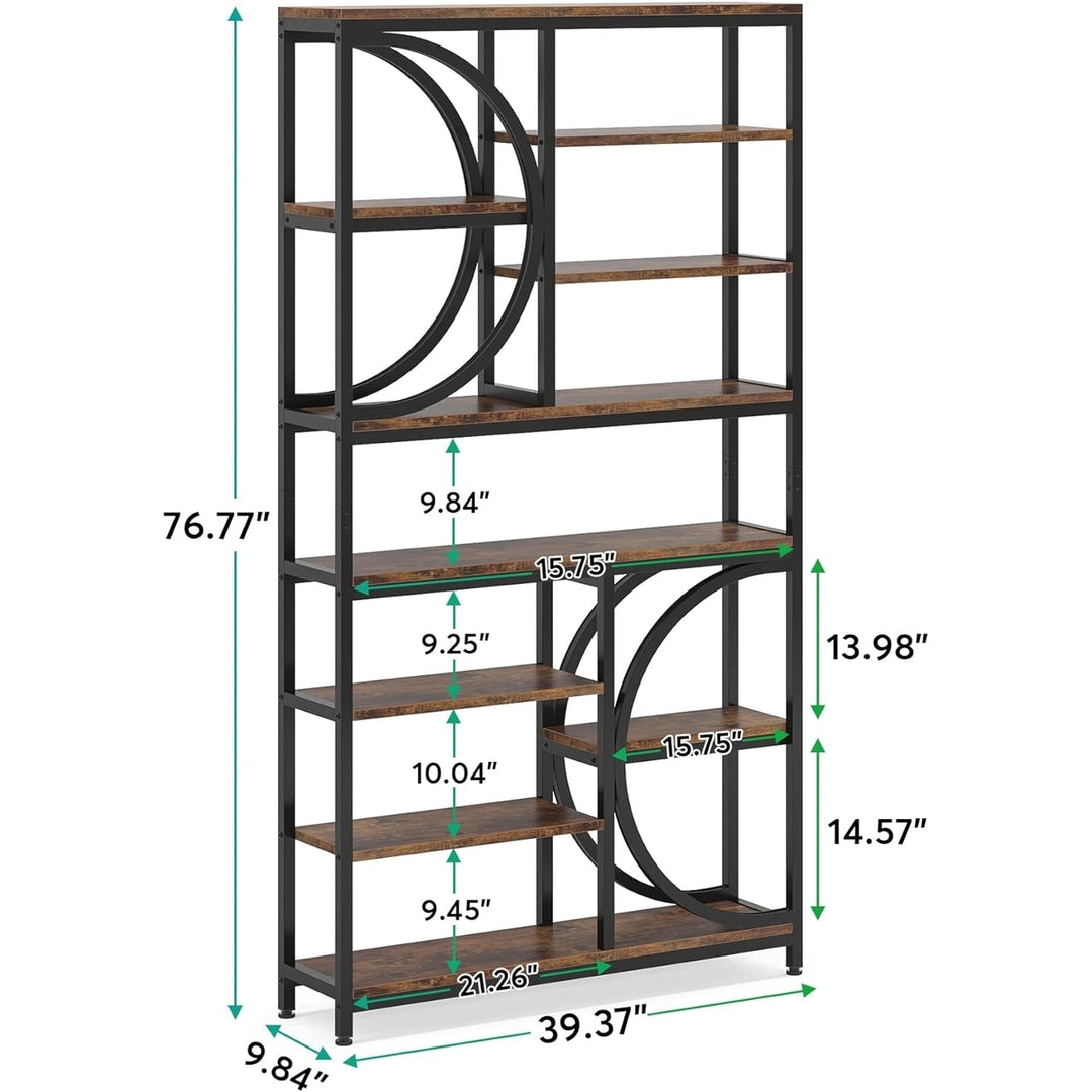 Tribesigns Industrial 8-Tier Etagere Bookcases, 77" Tall Book Shelf Open Display Shelves, Wood Look Accent Shelving Unit Image 5