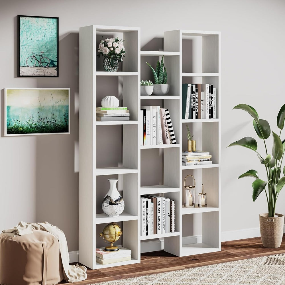 Tribesigns Modern Bookcase, 5-Shelf Storage Organizer Bookshelf with 14-Cube Display Book Shelf Image 2