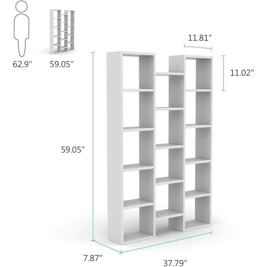 Tribesigns Modern Bookcase, 5-Shelf Storage Organizer Bookshelf with 14-Cube Display Book Shelf Image 5
