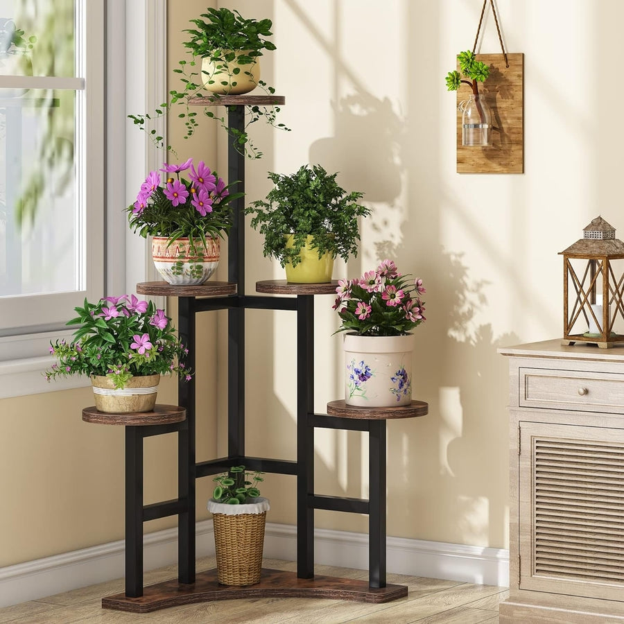 Tribesigns Corner Plant Stand Indoor, 6 Tiered Plant Shelf Flower Stand, Tall Multiple Potted Plant Holder Rack Planter Image 1