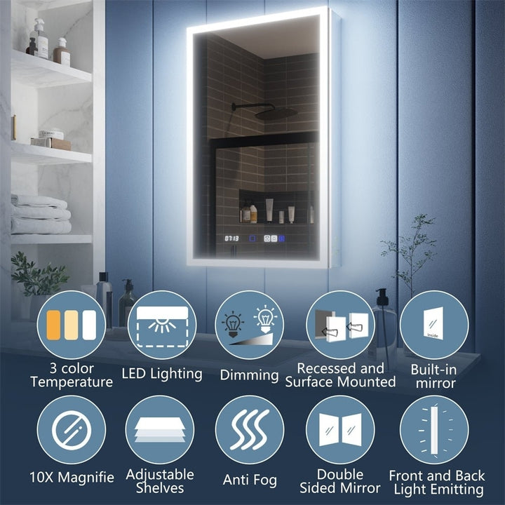 Illusion 20 x 32 LED Lighted Medicine Cabinet with Magnifiers Front and Back Light Image 8