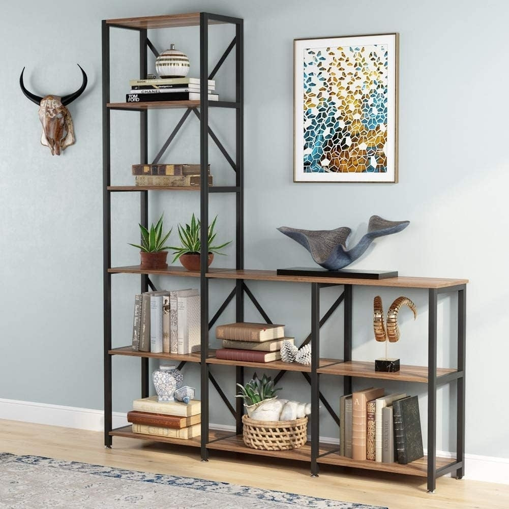 Tribesigns 9 Shelves Bookshelves, Industrial Ladder Corner Etagere Bookcase, 6-Tier Display Open Shelf Storage Organizer Image 3