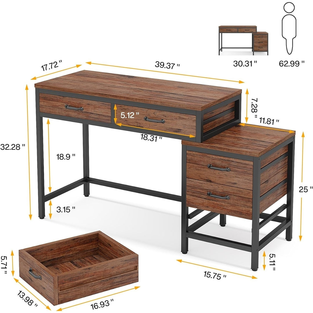Tribesigns Vanity Desk with 5 Drawers, Makeup Vanity Table Dressing Table with Side 3-Drawer Chest(Without Mirrors) Image 3