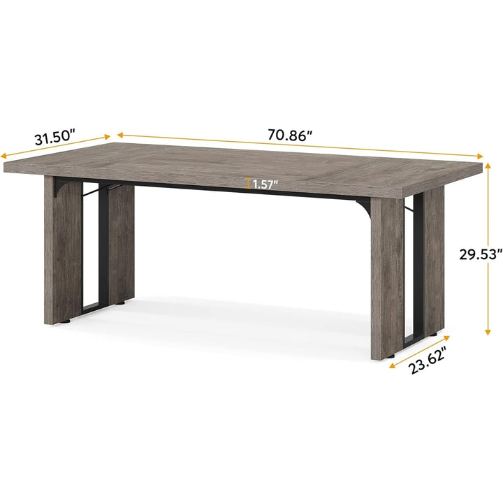 Tribesigns 71" Large Dining Table for 6 to 8 People, Rustic Farmhouse Style Dinner Table, Rectangular Dining Image 5